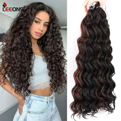 Купить Accessories 20&quot Afro Ocean Wave Crochet Hair Extensions Strands Synthetic Hair For Braid Low Temperature Fiber Crochet Hair Pre-loop Cos