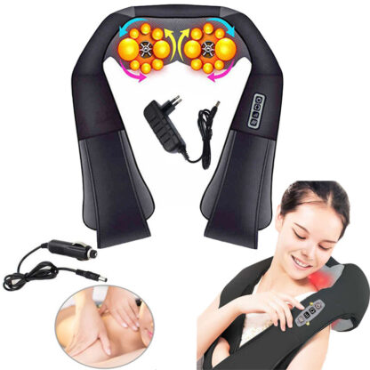 Купить Home Car Electrical Body Neck Massager Back Relaxation Massagem U Shape Shoulder Shiatsu Infrared heated 3D Kneading Shawl belt