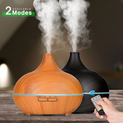 Купить 550/500 Aromatherapy Essential Oil Diffuser Wood Grain Remote Control Ultrasonic Air Humidifier Cool with 7 Color LED Light