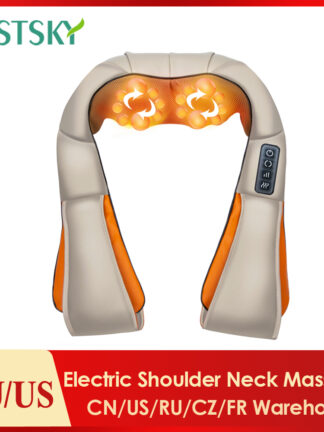 Купить U Shape Electrical Shiatsu Body Shoulder Neck Massager Shawl Back Infrared Heated Kneading Acupoint Car/Home Massage Health Care