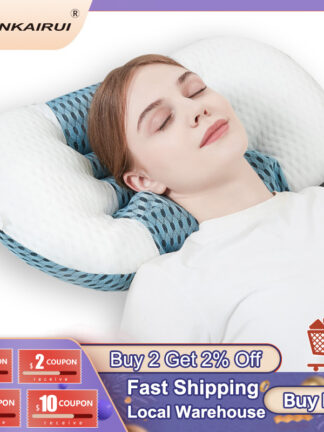 Купить JinKaiRui Electric Knead Bedding Massage Pillow with Heat Neck Cervical Traction Relieve Fatigue While Sleeping Health Care