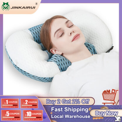 Купить JinKaiRui Electric Knead Bedding Massage Pillow with Heat Neck Cervical Traction Relieve Fatigue While Sleeping Health Care