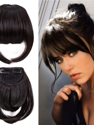 Купить Accessories 81 Color Clip In Hair Bangs Hairpiece Synthetic Fake Bangs Hair Piece Clip In Hair Extensions Fake Blunt Air Bangs Black Costume