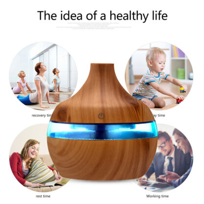 Купить 300ML USB Electric Air Humidifier Ultrasonic Essential Oil Aroma Diffuser Wood Color with 7 LED Lights for Car Home Office