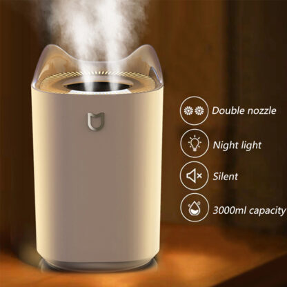 Купить Air Humidifier 3L Double Nozzle Cool Mist Aroma Diffuser with Coloful LED light Heavy fog Ultrasonic USB Humidificador For Home