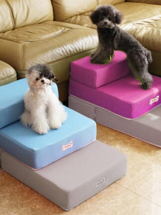Купить Pet Stairs Breathabe Mesh Fodabe Pet Stairs Detachabe Pet Bed Dog Ramp 2 Steps adder For Sma Dogs Puppy Cat Dropshipping