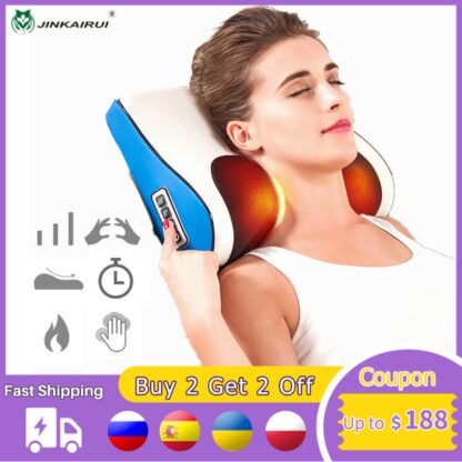 Купить Jinkairui Infrared Heating Neck Shoulder Back Body Multifunctional Electric 16 High Low Massage Heads 8D Deep Massage Box Pack