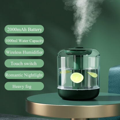 Купить 1L Wireless Air Humidifier Ultrasonic Cool Mist Makger Fogger 2000mAh Rechargeable Battery USB Water Diffuser with LED Light