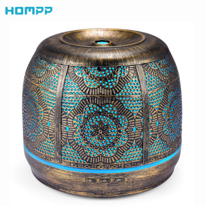 Купить Aroma Diffuser 500ml Bronze Metal Aromatherapy Diffuser for Essential Oil 7 Color Fragrance Lamp Humidifier for Baby Office Home