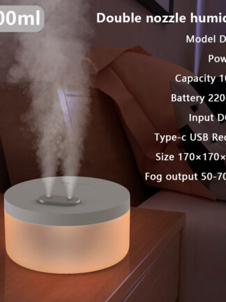 Купить 1000ML Large Capacity Air Humidifier Dual Spray 2200mAh USB Rechargeable Wireless Ultrasonic Xiomi Aroma Diffuser Light Fogger