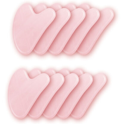 Купить 5/10pcs Rose Quartz Jade Stone Heart-shaped Gua Sha Scraper Massage Handmade Guasha Board Anti Wrinkle Skin Care Gouache Scraper