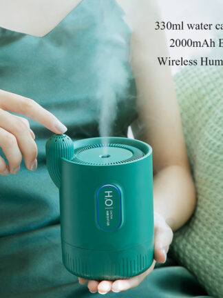 Купить Portable Wireless Air Humidifier 2000mAh Rechargeable Built-in Battery Cactus Ultrasonic Cool Mist Aroma Essential Oil Diffuser