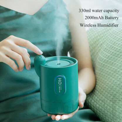 Купить Portable Wireless Air Humidifier 2000mAh Rechargeable Built-in Battery Cactus Ultrasonic Cool Mist Aroma Essential Oil Diffuser