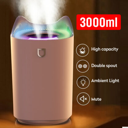 Купить 3L Air Humidifier Essential Oil Aroma Diffuser Double Nozzle With Coloful LED Light Ultrasonic Humidifiers Aromatherapy Diffuser