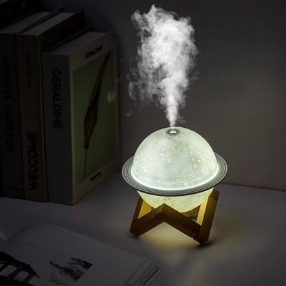 Купить Mini USB Humidifier Air Purifier Humidifier For Bedroom Saturn Humidifier With Wooden Base 3 Color Night Light Aroma Diffuser