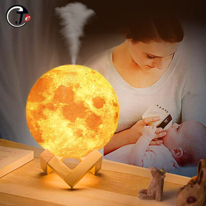 Купить New 880ML Air Humidifier 3D Moon Lamp light Diffuser Aroma Essential Oil USB Ultrasonic Humidificador Night Cool Mist Purifier