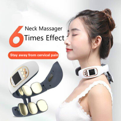 Купить 6 Head Neck Massager Intelligent Wireless Cervical Massager Infrared Heating 360 Vibration Massage Health-Care Pain Relief