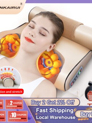 Купить Jinkairui Neck Massage Pillow Electrical Cervical Traction Massager Wormwood Hot Compress Relief Back Shoulder Pain Body Health