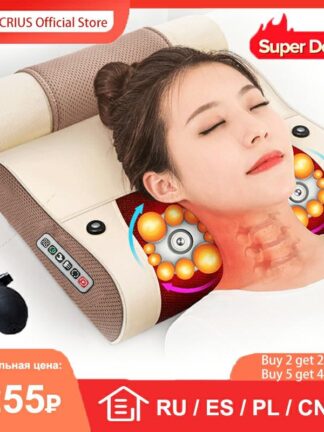 Купить OGAMACRIUS 2 In1Massage Pillow Heat Shiatsu Device Electric Cervical Healthy Body Relaxation Massage For Back Neck Massager