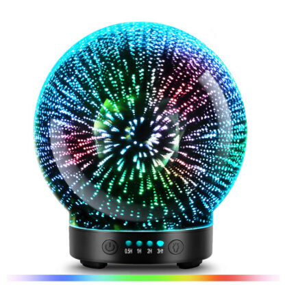 Купить 3D Glass Aroma DiffuserAromatherapy Ultrasonic Essential Oil Version Air HumidifierModes Firework 100ml 7Color Changing Lights