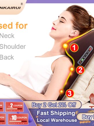 Купить Jinkairui Neck Massager Car Home Cervical Shiatsu Massage Shoulder Back Waist Body Electric Massage Pillow Cushion Relieve Pain