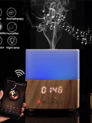 Купить Smart Bluetooth Aroma Essential oil Diffuser Ultrasonic mist maker with Speaker Time Display Alarm Clock Air Humidifier for Home