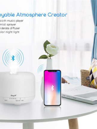 Купить 700ml Ultrasonic Air Humidifier Aromatherapy Essential Oil Diffuser Low Noise Air Purifier Bluetooth-compatible Music Player