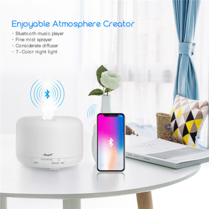 Купить 700ml Ultrasonic Air Humidifier Aromatherapy Essential Oil Diffuser Low Noise Air Purifier Bluetooth-compatible Music Player