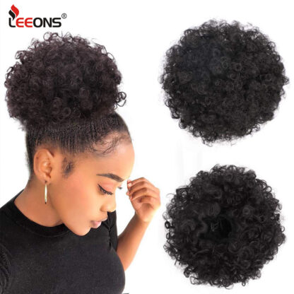 Купить Accessories Cheap Afro Bun Chignon Hairpiece For Black Women Afro Puff Soft Fried Head Elastic Hair Rope Synthetic Ponytail Extension Costum