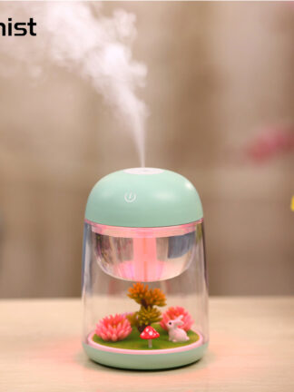 Купить Mini Portable Mist Humidifier Transparent Micro-landscape Air Humidifier Spray Air Purifier Diffuser with LED Lights for Home