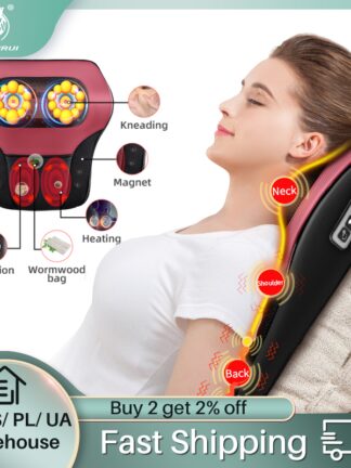 Купить Jinkairui Shoulder Cervical Electric Massage Pillow Double Vibration Neck Waist Back Multi-functional Lumbar Cushion Best Gift