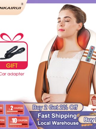 Купить (with Gift Box) JinKaiRui U Shape Electrical Shiatsu Back Neck Shoulder Body Massager Infrared Heated Kneading Car/Home Massage