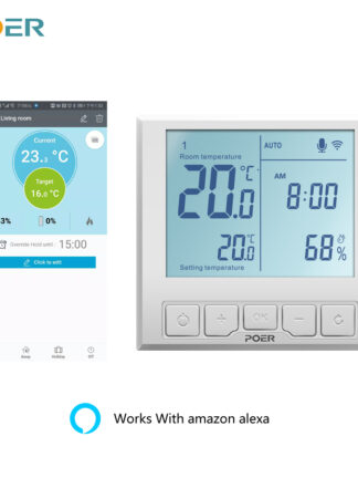 Купить WiFi Smart Thermostat Temperature Controller for Gas Boiler Electric Underfloor Heating Humidity Display Works with Alexa