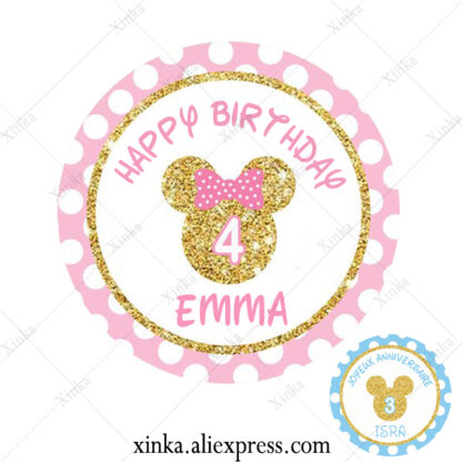 Купить 100 Pink/Bue Mini Cartoon Cip Art Mouse Sticker Baptism abes Box Favor Tags Baby Birthday Decorations Girs Boy Party abe