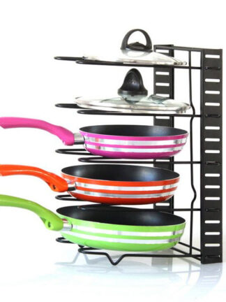 Купить 5-ayers Stainess Stee Pan Organizer Hoder Cutting Board Pan Pot Adjustabe Shef Accessories Kitchen Cookware Storage Rack