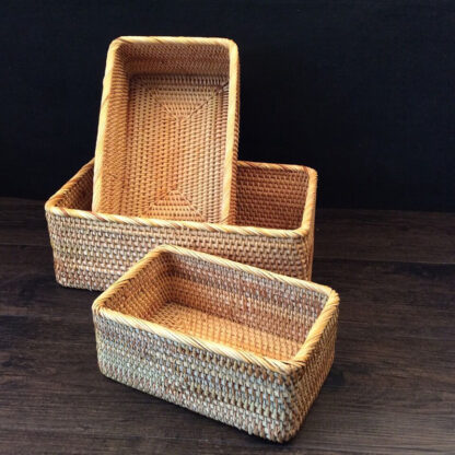 Купить Hand-woven Rattan Basket Storage Box Baskets For Organizing Vegetabe Fruit Storage Box Organizer Cestas De Amacenamiento De