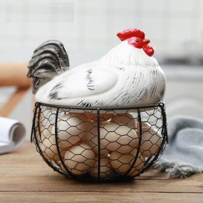 Купить Ceramic Egg Hoder Chicken Wire Egg Basket Fruit Basket Coection Ceramic Hen Oraments Decoration Kitchen Storage 19CMX22CM