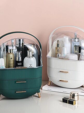 Купить Fashion Big Capacity Cosmetic Storage Box Waterproof Dustproof Bathroom Desktop Beauty Makeup Organizer Skin Care Storage Der