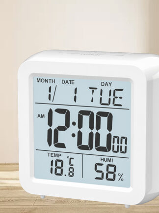 Купить Digita Desktop CD Snooze Caendar Aarm cock White Bedroom Watch with Thermometer & Hygrometer for Home Battery Operated