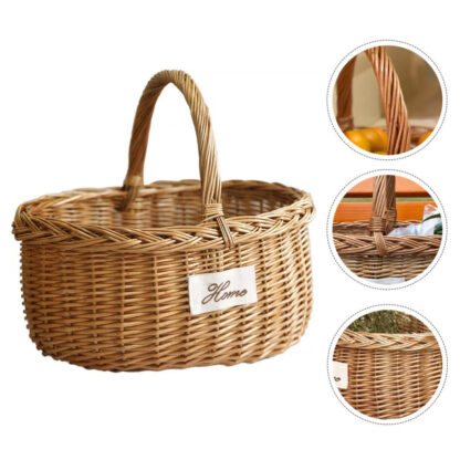 Купить 1Pc Picnic Basket Creative Tote Basket Fower Container Wiow Weaving Picnic Basket Portabe Outdoor Fruit Storage Hoder