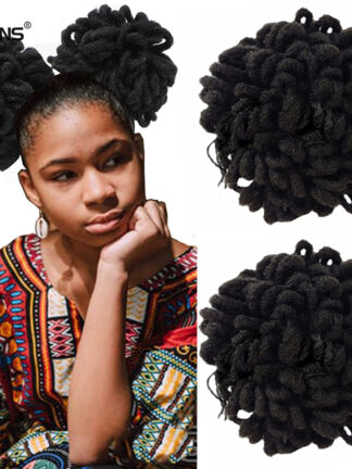 Купить Accessories Dreadlock Bun Afro High Puff Drawstring Ponytail Synthetic Buns Faux Locs Hair Bun Pony Tail Hairpieces Clip In Hair Extentions