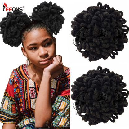 Купить Accessories Dreadlock Bun Afro High Puff Drawstring Ponytail Synthetic Buns Faux Locs Hair Bun Pony Tail Hairpieces Clip In Hair Extentions