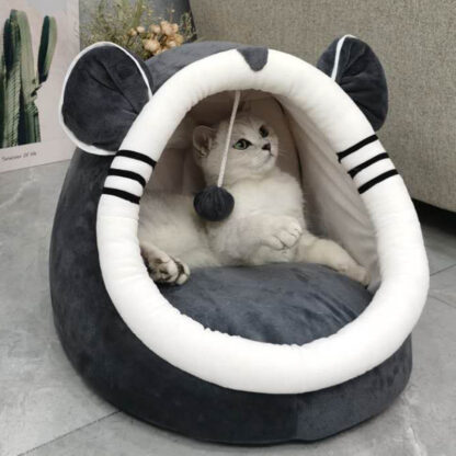 Купить New Pet Bed Cat House uxury Dog Fuffy Cushion Soft Kitten Cave Cat Warm Cozy Bed Vevet Seeping Mat Winter Cat Accessories