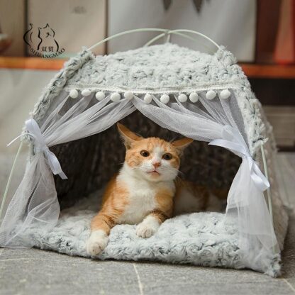 Купить Winter Warm Cat Bed Fodabe Sma Cats Tent House Kitten for Dog Basket Beds Cute Cat Houses Home Cushion Pet Kenne Products