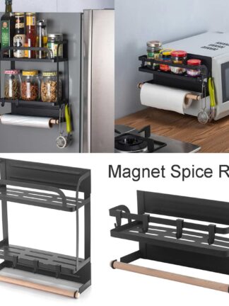 Купить Magnetic Adsorption Refrigerator Side Rack Wa-mounted Muti-function Storage Hoder Kitchen Paper Towe Shef Rack Organizer