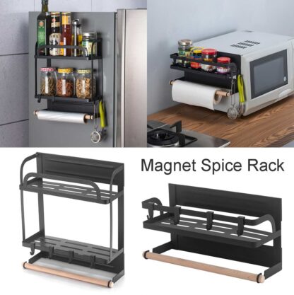 Купить Magnetic Adsorption Refrigerator Side Rack Wa-mounted Muti-function Storage Hoder Kitchen Paper Towe Shef Rack Organizer