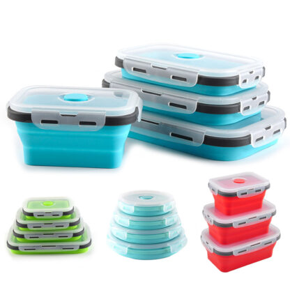 Купить Food Storage Containers With ids Siicone Coapsibe BPA Free unch Fruit Saad Box Set reezer Microwavabe