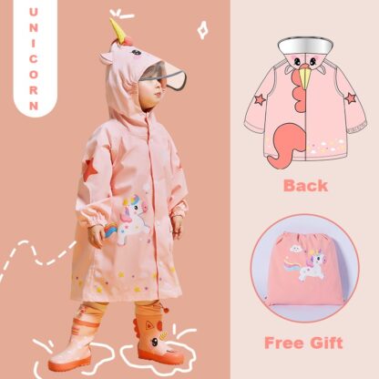 Купить Cartoon Unicorn Waterproof Raincoat For Chidren Kids Baby Rain Coat Poncho Boys Girs Primary Schoo Students Siamese Rain Suit