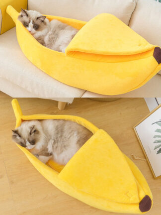 Купить Banana Pet Bed House Cute Cozy Cat Mat Beds Warm Durabe Portabe Pet Basket Kenne Dog Cushion Cat pies Muticoor