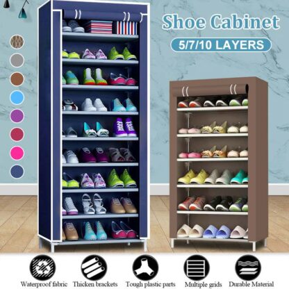 Купить 5/7/10 ayer Shoe Rack Detachabe Dustproof Nonwoven Fabric Shoe Cabinet Home Space-saving Stand Hoder Shoes Organizer